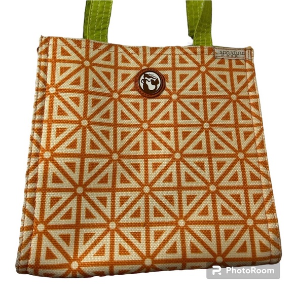 VERY RARE Prestwick Midi Tote - Spartina 449 / orange, cream, green, LIKE NEW! - Picture 2 of 6